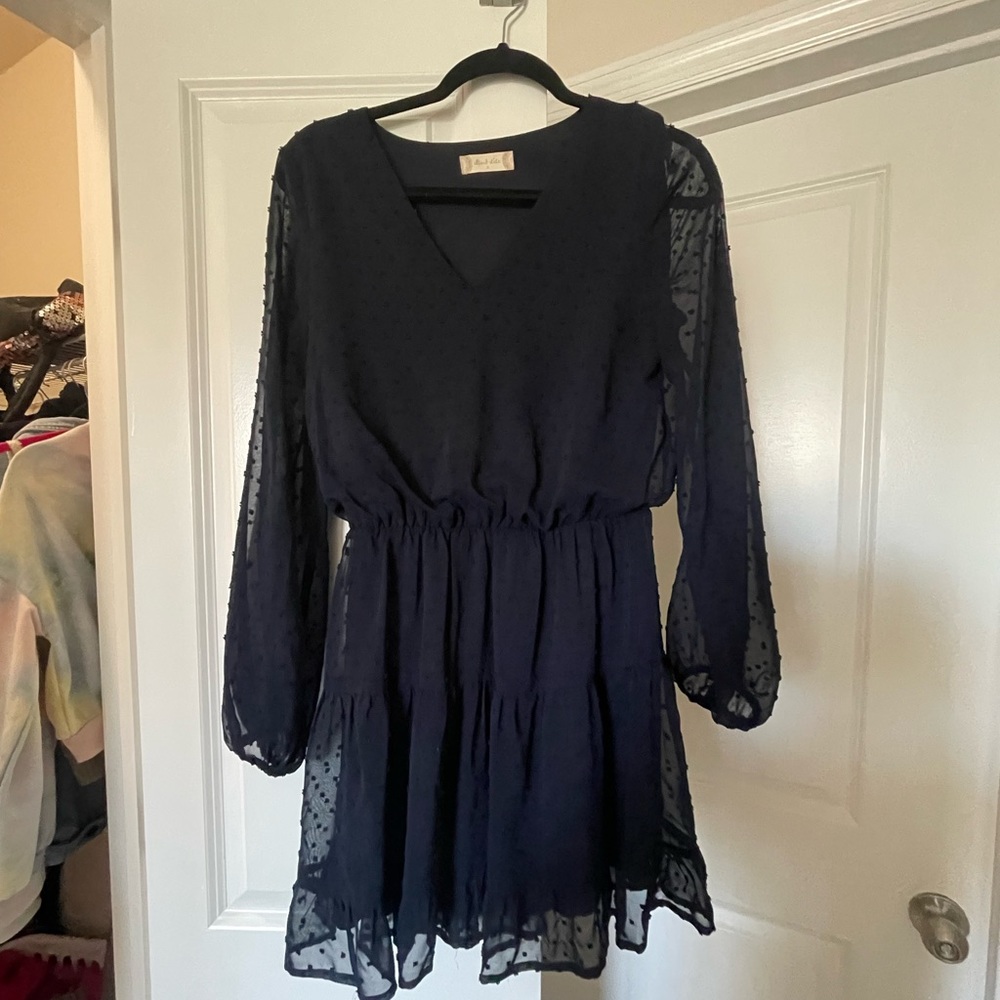Long Sleeve Altard State Clip Dot Dress